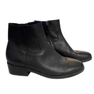 Eileen Fisher Black Leather Boots Joyce Ankle Side Zip Booties Womens Size 6